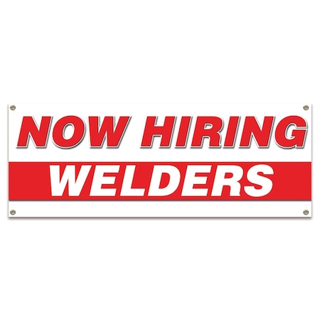 Signmission Now Hiring Welders Banner Apply Inside Accepting Application Single Sided B-30322